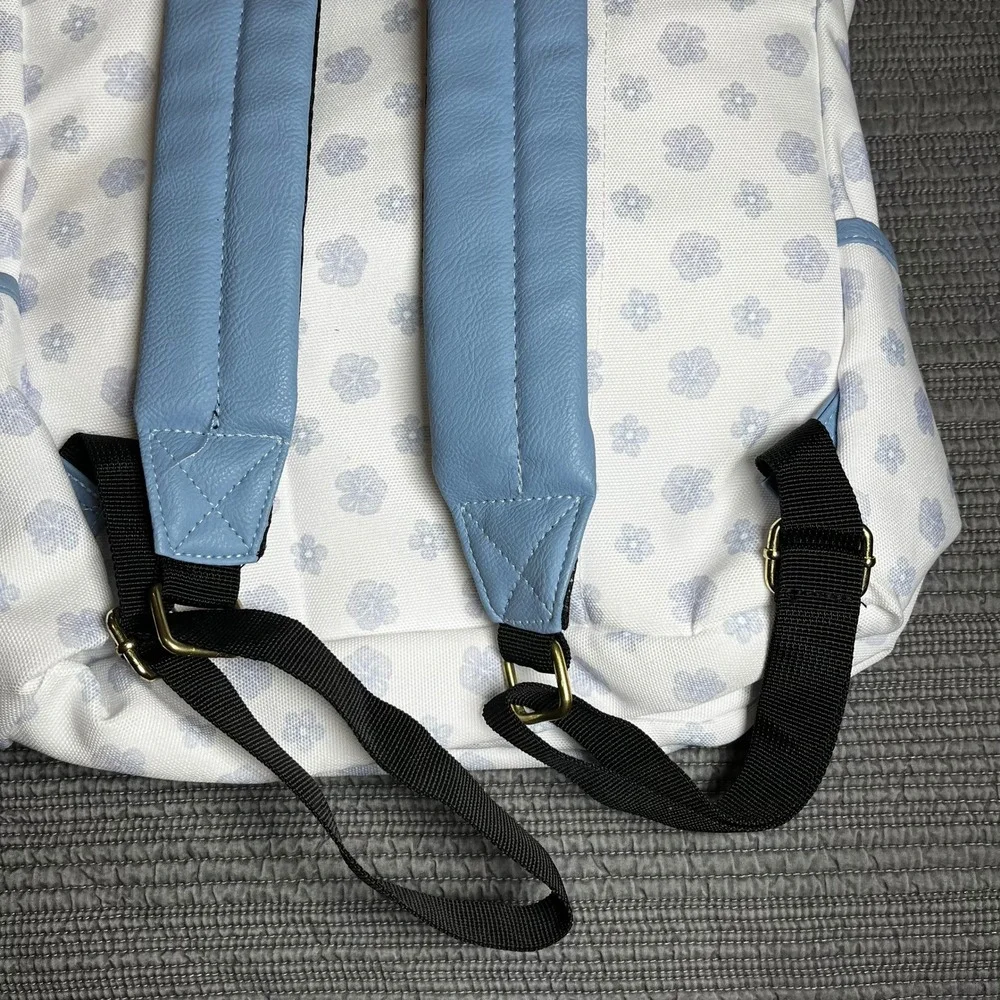 Disney Lilo & Stitch Ohana Means Family Laptop Backpack Blue White Floral NWT